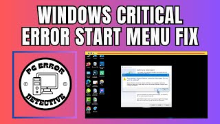 How to Fix Critical Error Start Menu Windows 10 [upl. by Nnaer]