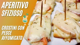 Crostini di pesce affumicato e mozzarella semplici e sfiziosi [upl. by Swisher]