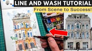 Line and Wash Watercolor Tutorial for Beginners  How to Pick Your Scene AND Paint it [upl. by Aluin]