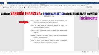 CÓMO APLICAR SANGRÍA FRANCESA Y ORDEN ALFABÉTICO A LA BIBLIOGRAFÍANORMAS APA [upl. by Enimzaj]