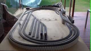 8 x 4 HO Model train layout with flyover Part 2 [upl. by Nere494]