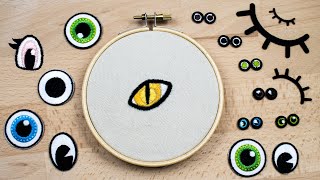 HOW TO EMBROIDER PLUSHIES EYES  DIY Patches  Free Pattern [upl. by Noeled]