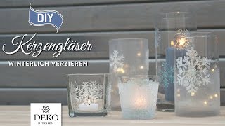 DIYWeihnachtsdeko Kerzengläser wunderschön winterlich verzieren How to Deko Kitchen P [upl. by Orpheus]