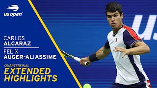 Felix AugerAliassime vs Carlos Alcaraz Extended Highlights  2021 US Open Quarterfinal [upl. by Noneek]