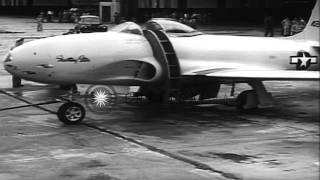 German Junkers JU29 and US P80 shown on Air Force Day at Wright Field in 1945 HD Stock Footage [upl. by Nepsa814]