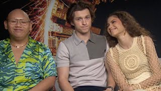 SpiderMan No Way Home Cast Interview Tom Holland Zendaya and Jacob Batalon [upl. by Nnaegroeg155]