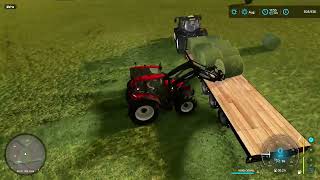 FS22  GRASSLANDS 22 17  LOADING BALES ONTO THE LOWLOADER  BIG LOAD [upl. by Elvah426]