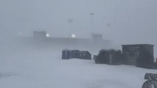 Highmark Stadium blanketed with snow during Sunday storm [upl. by Alimac798]