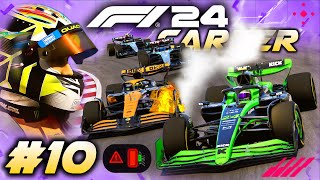 F1 24 CAREER MODE Part 10 Sauber LEADS the Race My Tyres ON FIRE [upl. by Asabi628]