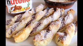 TORCIGLIONI DI PASTA SFOGLIA ALLA NUTELLA  Dolci Facili e Veloci [upl. by Ecnedac889]