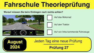 🚘 Führerschein Theorieprüfung Klasse B 🚗 August 2024  Prüfung 27 🎓📚 [upl. by Pennie]