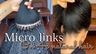 How To Install Micro Links ITip Extensions On 4c Natural Hair Using Ywigs Hair  Tutorial [upl. by Nagah]