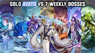 Solo C0 Ayato vs 7 Weekly Bosses Without Food Buff  Genshin Impact [upl. by Htiduj]