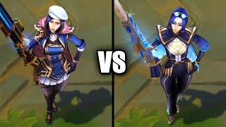 Arcane Commander Caitlyn vs Prestige Arcane Commander Caitlyn Skins Comparison League of Legends [upl. by Nisa]