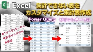 【Excel】集計できない表をカスタマイズと集計表作成【Power Query】【ピボットテーブル】【エクコペ】 [upl. by Utta]