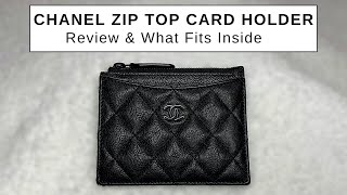 Chanel Zip Top Card Holder Review and What Fits Inside [upl. by Suellen285]