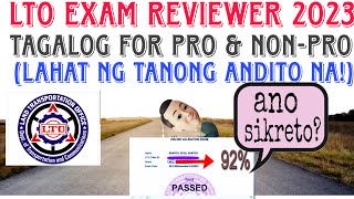 LTO EXAM REVIEWER 2023 TAGALOG FOR PRO amp NONPRO ALL QUESTIONS IN😊 [upl. by Nehttam897]