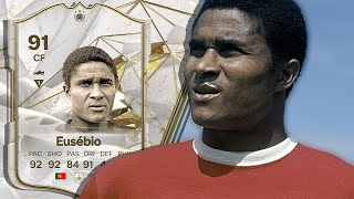 91 ICON EUSEBIO PLAYER REVIEW FC 24 [upl. by Eemyaj]