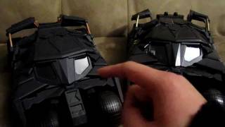 Review  Batmobile toy comparison Batman Begins amp The Dark Knight [upl. by Ferullo]