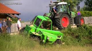 Unfall mit 7 Tonnen Baumaschine schwierige Bergung Merlo P 307 EVS Telescopic 1162012FullHD [upl. by Biagio]