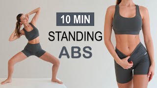 10 Min ALL STANDING ABS Workout  Daily Routine No Jumping No Repeat No Equipment [upl. by Ellehctim]