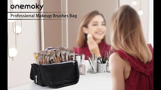 Large Capacity Foldable Travel Makeup Brushes Case Makeup Bag with Detachable Dividers [upl. by Sloane]