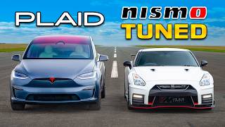 Tuned NISMO GTR v Tesla Plaid DRAG RACE [upl. by Sherj]