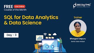 SQL for Data Analytics amp Data Science  Day 3  360DigiTMG [upl. by Ayenat]