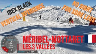 4K Skiing MéribelMottaret IBEX Black Steep Vertical Experience Les3Vallées France GoPro HERO11 [upl. by Sumetra]