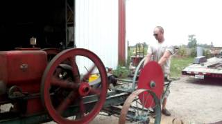 7hp Sattley Hit and Miss Engine Saw Rig Belt Breaking [upl. by Buffy41]