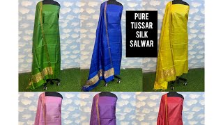 Tussar silk salwar with silk markset of kurri and dupatta 25 mtrs each [upl. by Aidil]