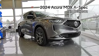 2024 Acura MDX ASpec  TRIM BREAKDOWN  West Side Acura in Edmonton Alberta [upl. by Dnomyad704]