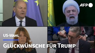 Mehr oder weniger begeistert Politiker beglückwünschen Trump  AFP [upl. by Budworth]