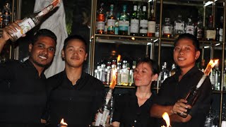 🔥 Fire Flaring 🔥4 Bartenders 🔥Fire Show 🔥Bar on fire 🔥 [upl. by Gilberta591]