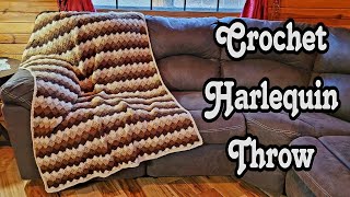 Learn How To Crochet Blanket Tutorial  Harlequin Stitch Throw [upl. by Eecyaj]