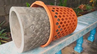 Cement craft ideas Making Flower Pots From Create Unique Pot From Plastic Mold [upl. by Nerrad782]