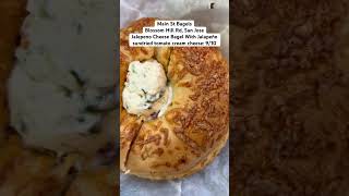 Jalapeño Cheese Bagel with Jalapeño cream cheese  Main St Bagels  Blossom Hill Road  San Jose [upl. by Tillion]