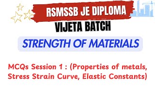 RSMSSB JE Diploma MCQs Session 1 rsmssbjecivil rsmssbjen [upl. by Eissahc]