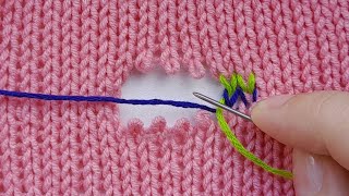 WOW SO EASY How to Mend a Hole in Sweater [upl. by Karab]