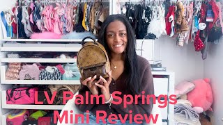 Louis Vuitton Palm Springs Mini Review  Reverse Monogram Bag  What Fits Inside  Céline  Me [upl. by Tacye415]