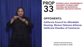 Proposition 33 Quick Reference Guide ASL  November 5 2024 California General Election [upl. by Htiduj540]