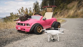 Drone Races The 70MPH Barbie Car 4K [upl. by Miuqaoj]