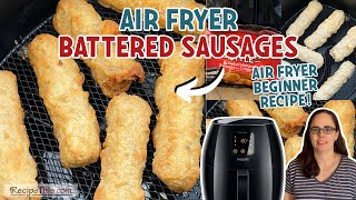 Air Fryer Frozen Battered Sausages Chippy In The Air Fryer [upl. by Lotsyrc120]