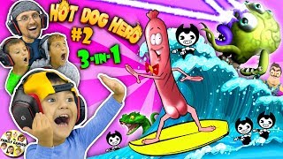 SHAWN plays HOT DOG HERO 😆 Bendy amp Hello Neighbor get Eaten FGTEEV 3in1 Games w Venom [upl. by Stempson]