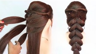 simple hairstyle for wedding function  hairstyle for girls  trendy hairstyle for long hair [upl. by Carolle]