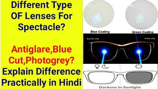 Types OF Lenses For SpectacleDifferent Type OF Lenses For SpectacleAntiglareBlue CutPhotogrey [upl. by Aidni]