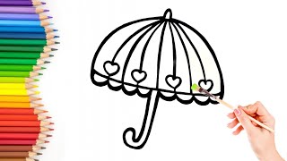 Umbrella Drawing And Colouring How To Draw A Umbrella Easy Step Step By Drawing For Kids drawing [upl. by Kaltman]