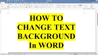 How To Change Background Color Of Text In Word [upl. by Leirum]