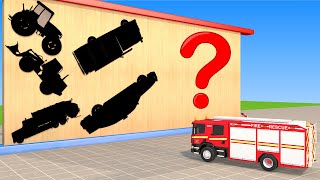 Choose The Right Door With Tires Fire Truck Car Excavator Tractor Police car 3D Vehicles Game [upl. by Brass]