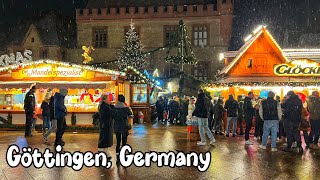 Göttingen Germany 4K  Christmas market walking tour in snowy evening [upl. by Alik]